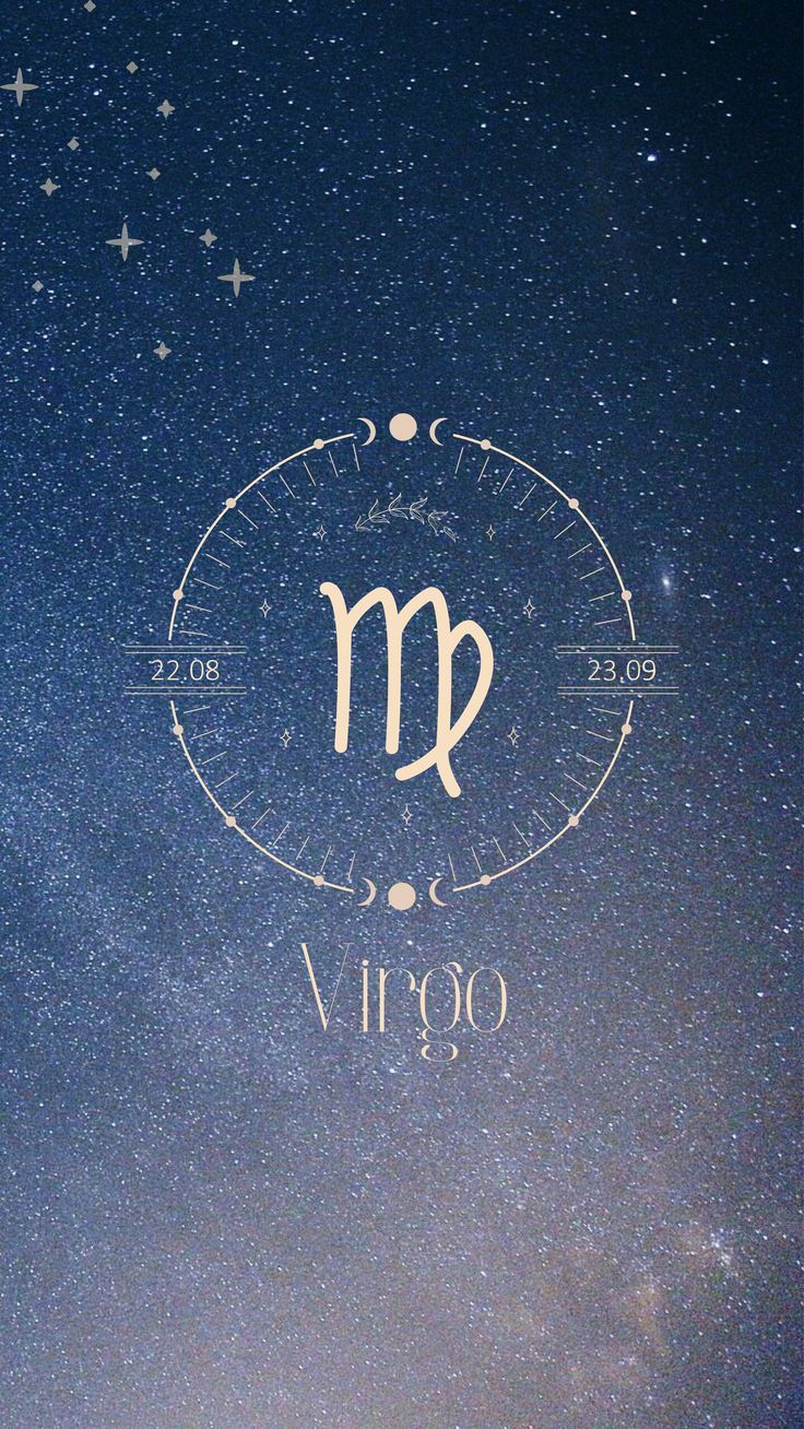 the zodiac sign virgo is shown in front of a night sky background with stars