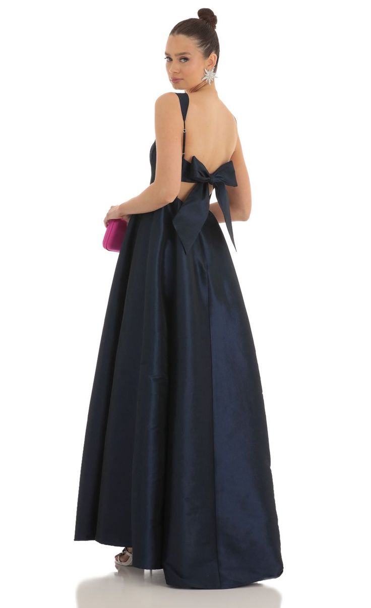 Foxie Fit and Flare Maxi Dress in Navy | Lucy in the Sky Flare Maxi Dress, Navy Prom Dresses, Prom Outfit, Navy Blue Prom Dresses, Navy Bridesmaid Dresses, Lucy In The Sky, Blue Dress Formal, Prom Ideas, Prom Dress Inspiration