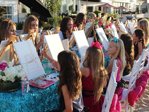 Paint Party on the beach! Newport Beach, CA #timree #paintparty #partyidea  https://www.timree.com/pages/timree-to-go Beach Sip And Paint, Party On The Beach, Children Painting, Corporate Team Building, Sip N Paint, Kids Art Class, Paint And Sip, Art Party, Art Workshop