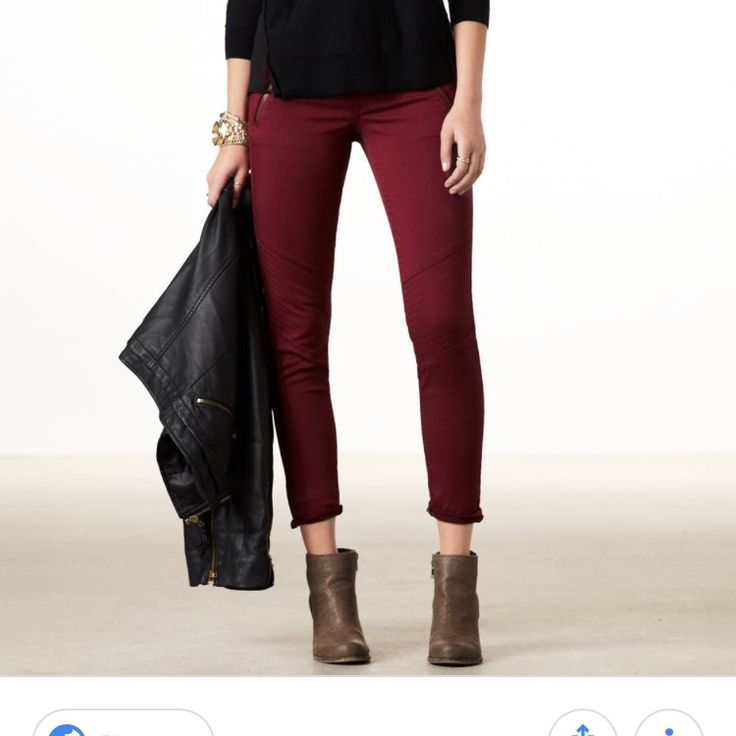 Nwt Burgundy Moto Pants. They Have Zippers On The Side Of The Ankles. Burgundy Pants With Pockets For Fall, Fall Burgundy Pants With Pockets, Casual Burgundy Bottoms For Fall, Casual Burgundy Straight Leg Bottoms, Casual Burgundy Pants For Fall, Mid-rise Burgundy Pants For Fall, Mid-rise Burgundy Fall Pants, Burgundy Mid-rise Pants For Fall, Fall Pants With Zip Fly