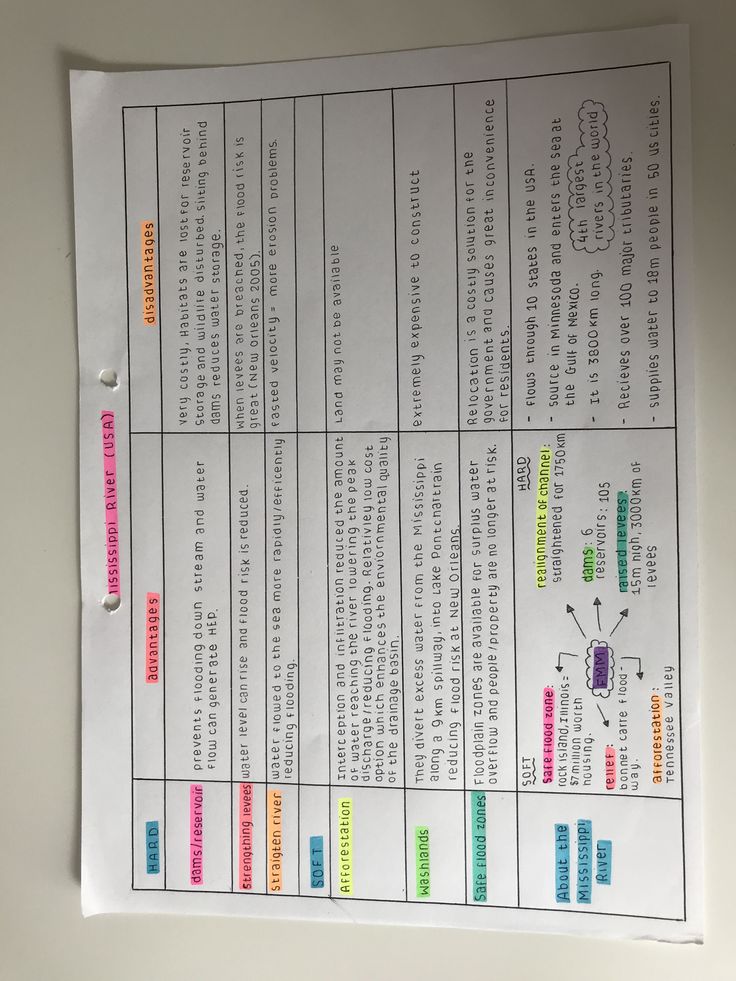 a sheet of paper with several different types of numbers and words on it, all labeled in bright colors