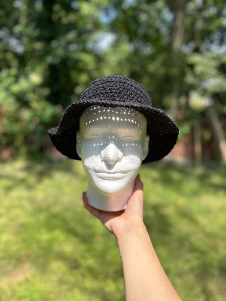 Materials: 100% mercerized cotton Summer Cotton Hat In Black, Black Cotton Sun Hat For Summer, Black Cotton Summer Hat, Black Cotton Hat For Summer, Summer Black Cotton Hat, Black Cotton Bucket Hat For Summer, Black Cotton Wide Brim Sun Hat, Black Cotton Summer Bucket Hat, Black Brimmed Cotton Sun Hat