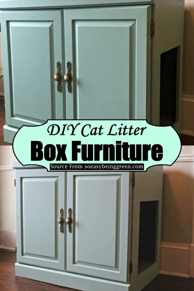 a cat litter box with the words dry cat litter box furniture