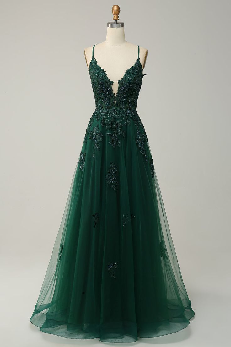 Green Long Prom Dress, Dark Green Prom Dress, Green Formal Dresses, Lace Prom Dress, Prom Dress Inspiration, Profile Header, Floor Length Skirt, Sophisticated Dress, Green Prom Dress