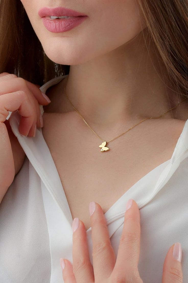 Tiny Gold Butterfly Necklace Minimalist Gold Charm Pendant - Etsy Dainty Butterfly Necklace For Mother's Day Gift, Dainty Butterfly Necklace For Anniversary, Minimalist Rose Gold Necklace As A Gift, Elegant Butterfly Necklace For Anniversary And Mother's Day, Elegant Butterfly Necklace With Delicate Chain As Gift, Elegant Butterfly Necklace With Delicate Chain For Gift, Delicate Butterfly Necklace Gift, Gold Dainty Butterfly Necklace For Mother's Day, Dainty Gold Butterfly Necklace For Mother's Day