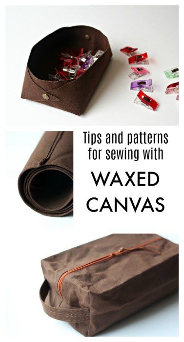 the sewing project is made with waxed canvas