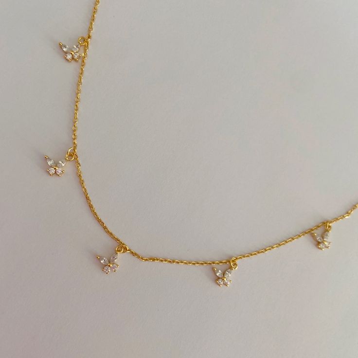 Materials 18k vermeil (sterling silver + 18k gold plated) Cubic zirconia Size 40cm + 5cm Butterfly Necklace, Accessories Branding, Cubic Zirconia, 18k Gold, Gold Necklace, Gold Plate, Plating, Sterling Silver, Silver