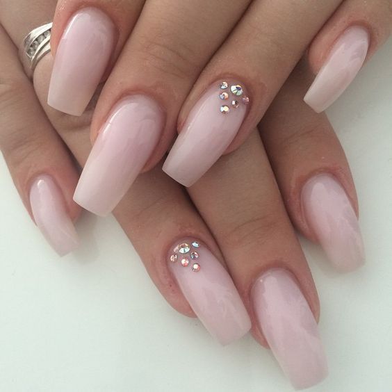 Pink Nail Designs, Pink Acrylic Nails, Prom Nails, Coffin Nails Designs, Nail Arts, Rhinestone Nails, Gorgeous Nails, Love Nails, Acrylic Nail Designs