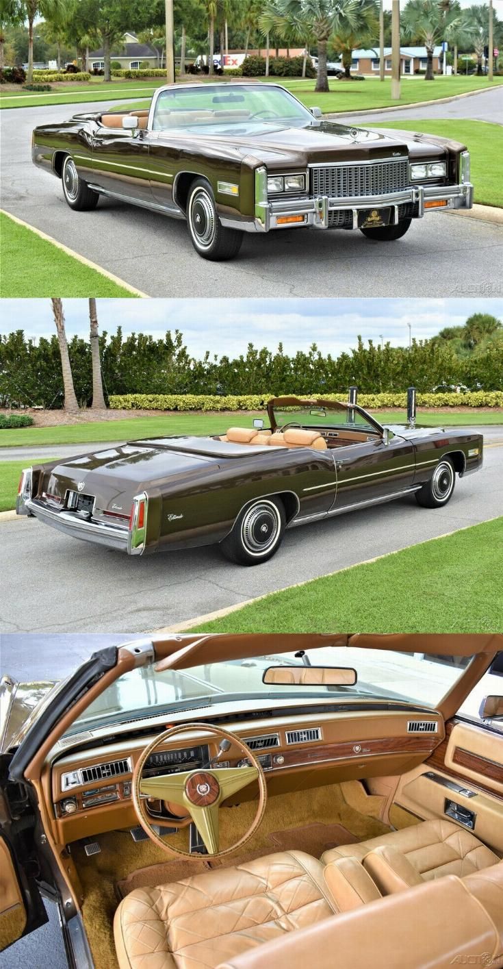 an old car is shown in three different pictures, one with the top open and the bottom