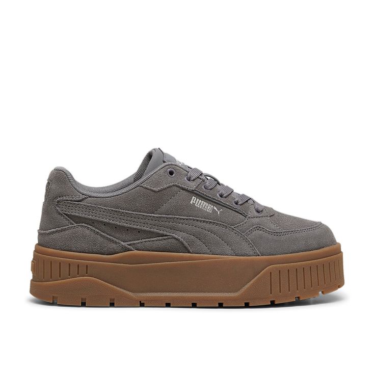 Brown Platform Sneakers, Cute Puma Shoes, Gray Gum Sole Sneakers For Sports, Gray Sports Sneakers With Gum Sole, Puma Sneakers For Light Sports With Round Toe, Gray High-top Platform Sneakers For Sports, Puma Lace-up Sneakers For Streetwear, Sporty Gray Platform Sneakers For Streetwear, Puma Logo Lace-up Sneakers For Streetwear