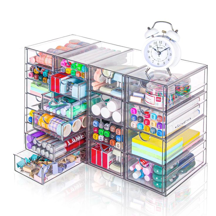 PRICES MAY VARY. ✅【4 Sets with 20 Drawers】Our desktop organizer provides the perfect solution for organizing office supplies, cosmetics, and crafts. With its 20-drawer design, you can categorize and store all your small items, and the transparent boxes allow you to easily locate the items you need, keeping everything in order. ✅【Stackable and Drawer Storage】This drawer storage features a stackable design, allowing you to securely stack storage boxes of the same size, effectively saving space. Th Clear Makeup Organizer, Office Supply Storage, Desktop Drawers, Art Supplies Storage, Clear Makeup, Kitchen Storage Boxes, Art Supply Organization, Office Supply Organization, Cube Organizer