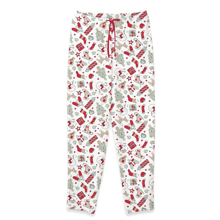 Get cozy in our ultra-soft bamboo/cotton/spandex jersey Christmas adult unisex pajama bottoms, perfect for the festive season. With an elasticized waist and drawstring, these pants are as comfortable as they are eco-friendly. Plus, they're hypoallergenic and sweat-resistant, making them easy to care for. Simply machine wash warm and tumble dry low. Note: If you're in between sizes, size down as these have a roomy fit. XS = Women's S, Men's XS, or Youth Large S = Women's M, Men's S M = Women's L, Christmas Cotton Bottoms With Elastic Waistband, Casual Cotton Holiday Sleepwear, Christmas Holiday Sleepwear With Long Pants, Christmas Holiday Long Pants Sleepwear, Christmas Cotton Sleep Pants, Casual Holiday Pants For Christmas, Casual Christmas Holiday Pants, Casual Winter Bedtime Bottoms, Casual Cotton Holiday Pants