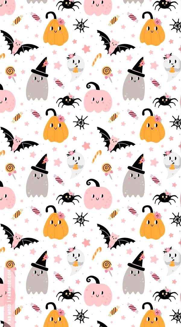 halloween seamless wallpaper with pumpkins and bats