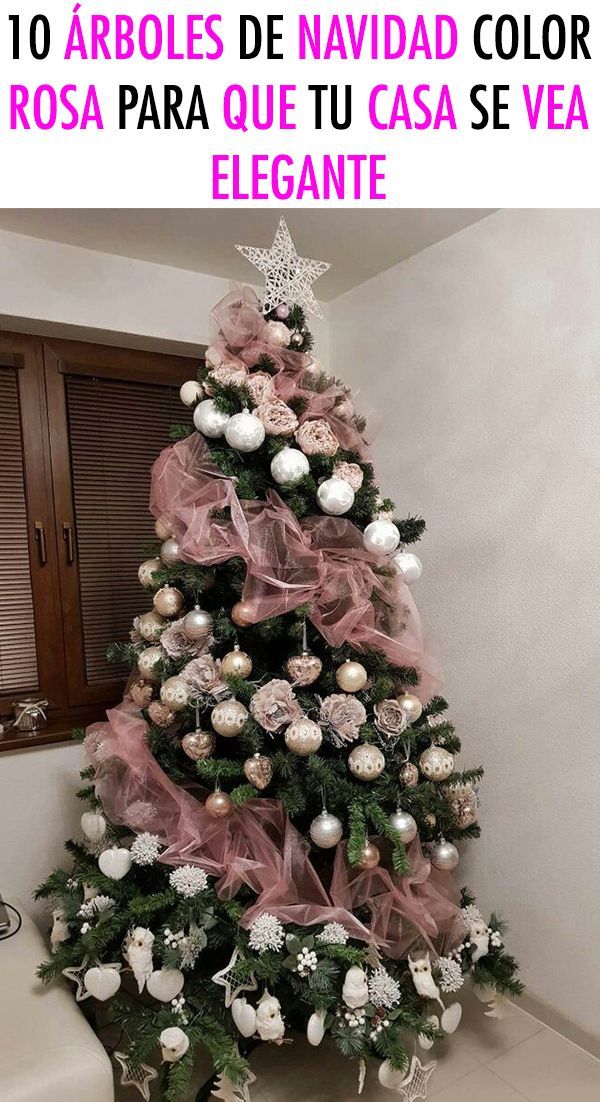 a decorated christmas tree with pink and white ornaments