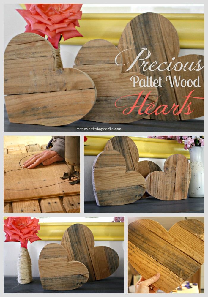 heart shaped wooden boards are arranged on the table