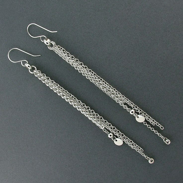 Long, stainless steel chain tassel earrings. ‣ polished stainless steel chains, rings, coins and beads  ‣ handmade, polished 316L stainless steel ear wires * SIZE: ‣ length: 4.6" / 11.6 cm Click here to check out all items in my shop: www.etsy.com/shop/LianuDesign. Steel Earrings, Beads Handmade, Earrings Unique, Stainless Steel Earrings, Jewelry For Women, Steel Chain, Unique Earrings, Tassel Earrings, Stainless Steel Chain