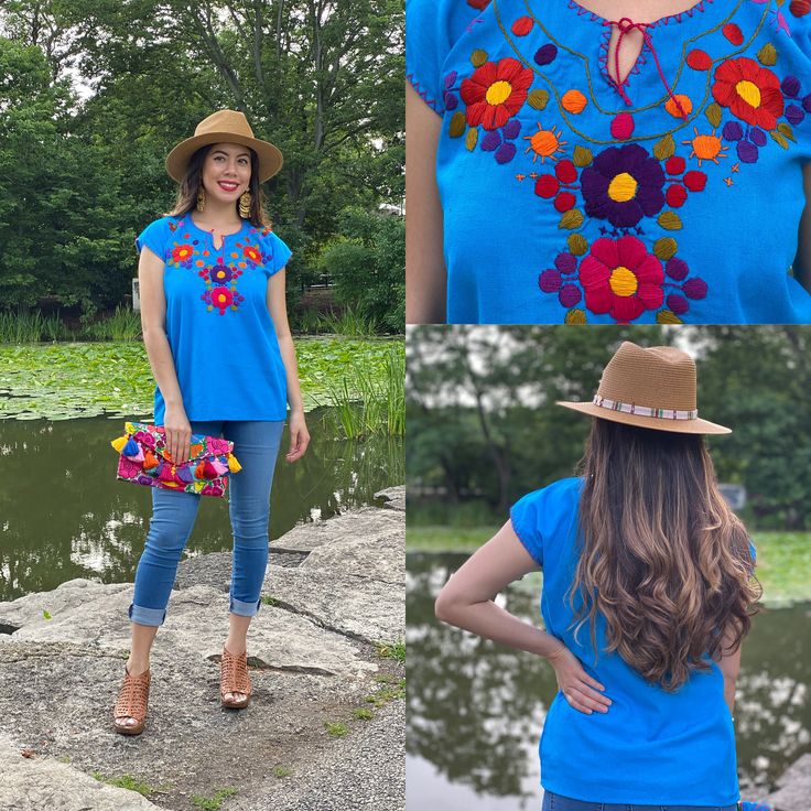 This Beautiful Floral Hand Embroidered Blouse is the perfect Top for Everyday use or a special event. This blouse is hand embroidered by Mexican Artisans and is completely one of a kind! This blouse comes in one size which fits sizes Small and Medium. More Colors Available here: https://www.etsy.com/es/listing/820969974/blusa-floral-bordado-a-mano-blusa-floral?ref=listing_published_alert Bohemian Peasant Top With Multicolor Embroidery, Multicolor Embroidered Peasant Top For Beach, Bohemian Peasant Top With Multicolor Embroidered Neckline, Bohemian Peasant Top With Embroidered Neckline For Festivals, Bohemian Peasant Top With Multicolor Embroidery For Beach, Bohemian Tops With Floral Embroidery, Bohemian Floral Embroidered Peasant Top For Festivals, Bohemian Embroidered Peasant Top For Vacation, Bohemian Embroidered Festival Top