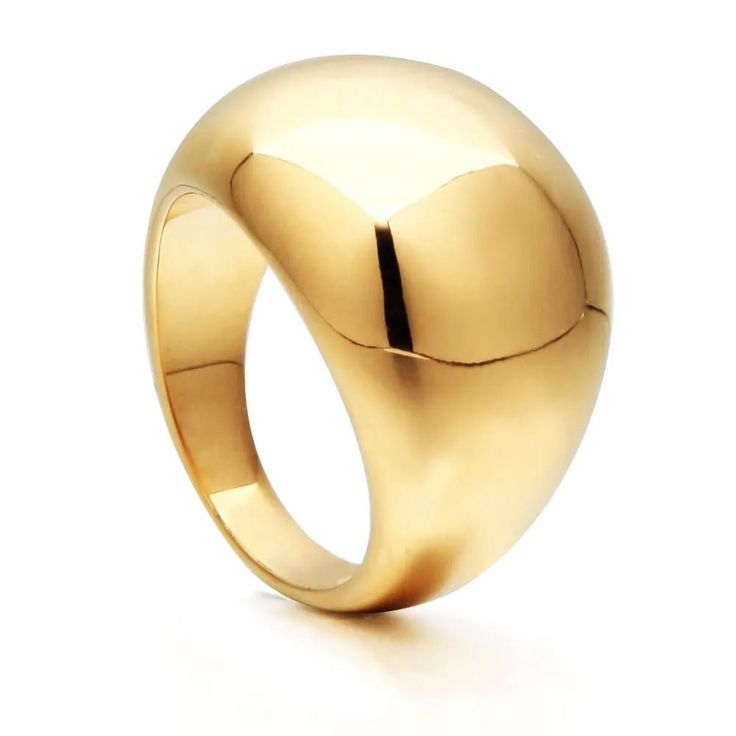 The Cupola Dome Ring is titanium steel with 18 Karat gold finish. The lower part is buffed gold and the top of the ring has high shine. 16 mm wide. Gold Dome Ring, Ring Game, Dome Ring, Trendy Art, Stylish Rings, Bagan, Resin Ring, Finger Rings, Ring Black