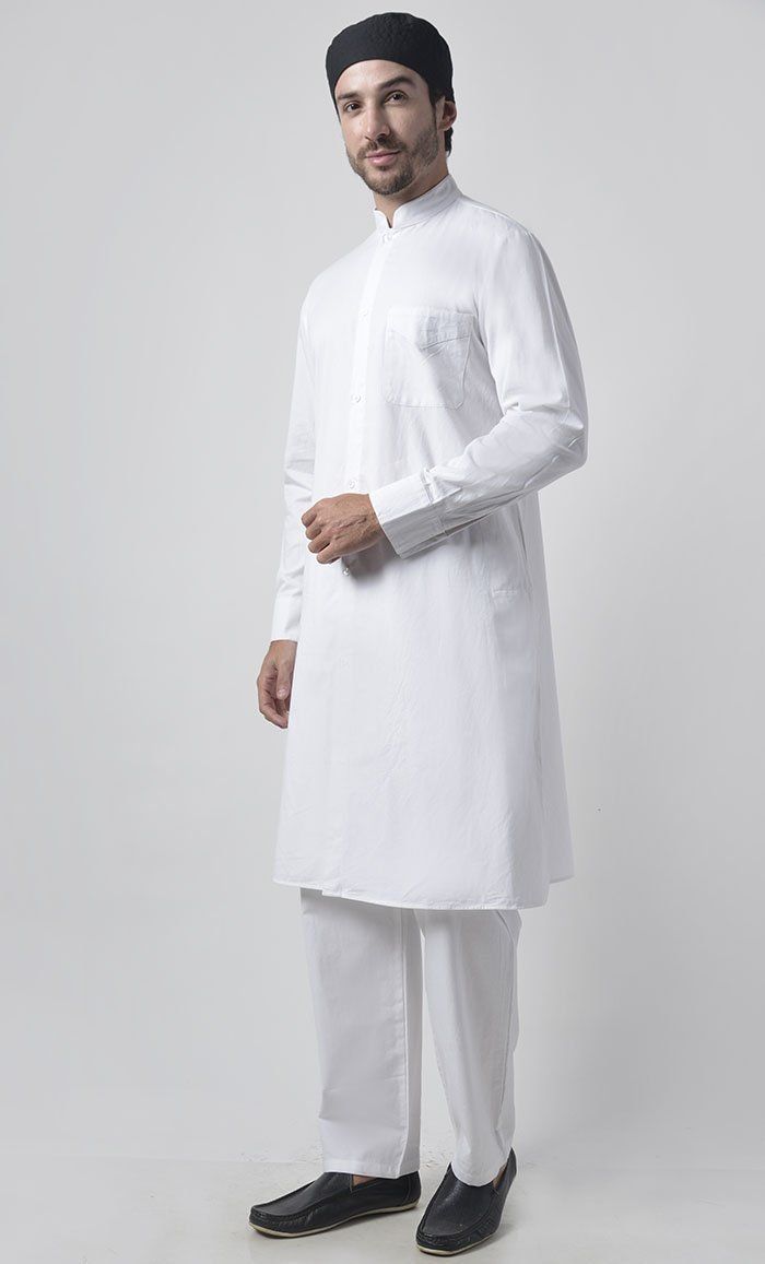 Fabric is 100% cotton twill Button down front tunic Mandarin collar Chest pocket with button Length is 42-44" Bottom Included It is a 2pc set Machine wash cold with like colors and tumble dry Long Sleeve Kurta With Button Cuffs For Workwear, Casual Long Sleeve Kurta With Button Cuffs, Classic Long Sleeve Kurta With Buttons, Casual Long Sleeve Kurta With Pockets, Casual Long-sleeve Kurta With Pockets, Classic Cotton Long Sleeve Kurta, Classic Long Sleeve Cotton Kurta, Classic White Long Sleeve Kurta, Cotton Kurta With Stand Collar And Placket