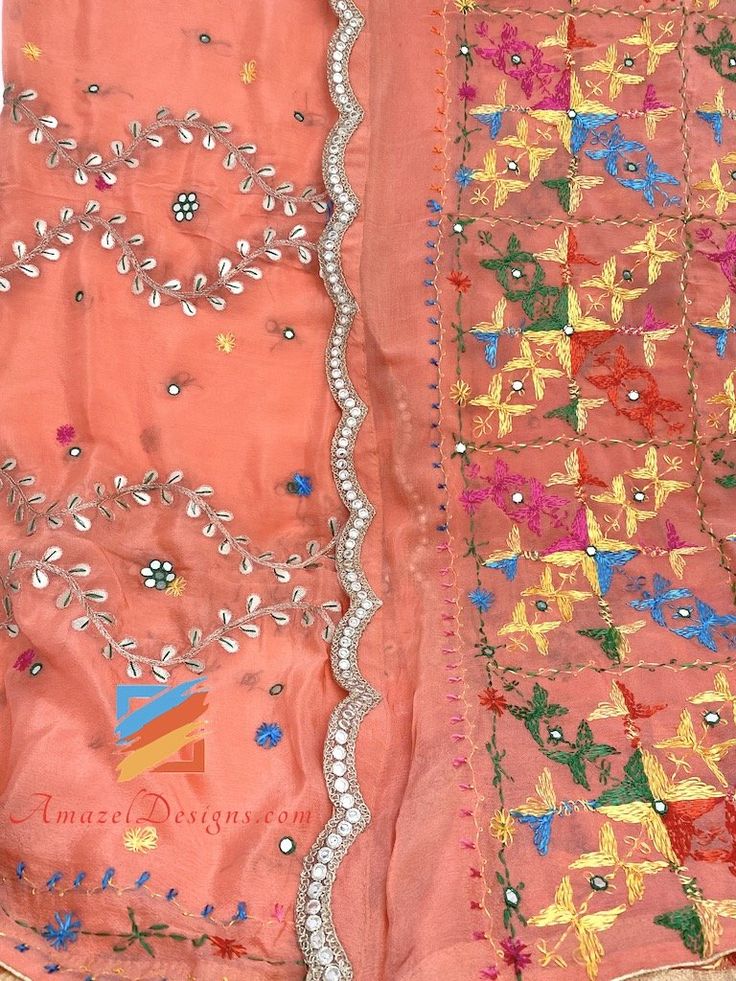 Peach Gotta Patti Mirror Phulkari with Mirror Lace. Explore more VELVET SHAWL, DUPATTA, PHULKARI 📦 Unmatched FREE Worldwide Shipping from Canada to US, Europe, Australia, New Zealand, Norway, Belgium, Denmark, Spain, Italy, France and everywhere else. ⭐️⭐️⭐️⭐️⭐️ 5 Star Customer Reviews Jaspreet, Canada ⭐️⭐️⭐️⭐️⭐️ The choora I ordered was amazing. The size was perfect and beautifully packed with sweet thank you note. I am in love with amazel designs jewellery and recommend others. Gagandeep, Can Peach Resham Embroidery Dupatta For Navratri, Pink Shantoon Traditional Wear For Diwali, Pink Shantoon Traditional Wear For Festivals, Peach Traditional Wear With Gota Work, Traditional Peach Dupatta With Mirror Work, Peach Traditional Wear With Mirror Work For Diwali, Peach Traditional Wear With Mirror Work For Festive Season, Pink Shantoon Traditional Wear With Dupatta, Festive Peach Traditional Wear With Mirror Work