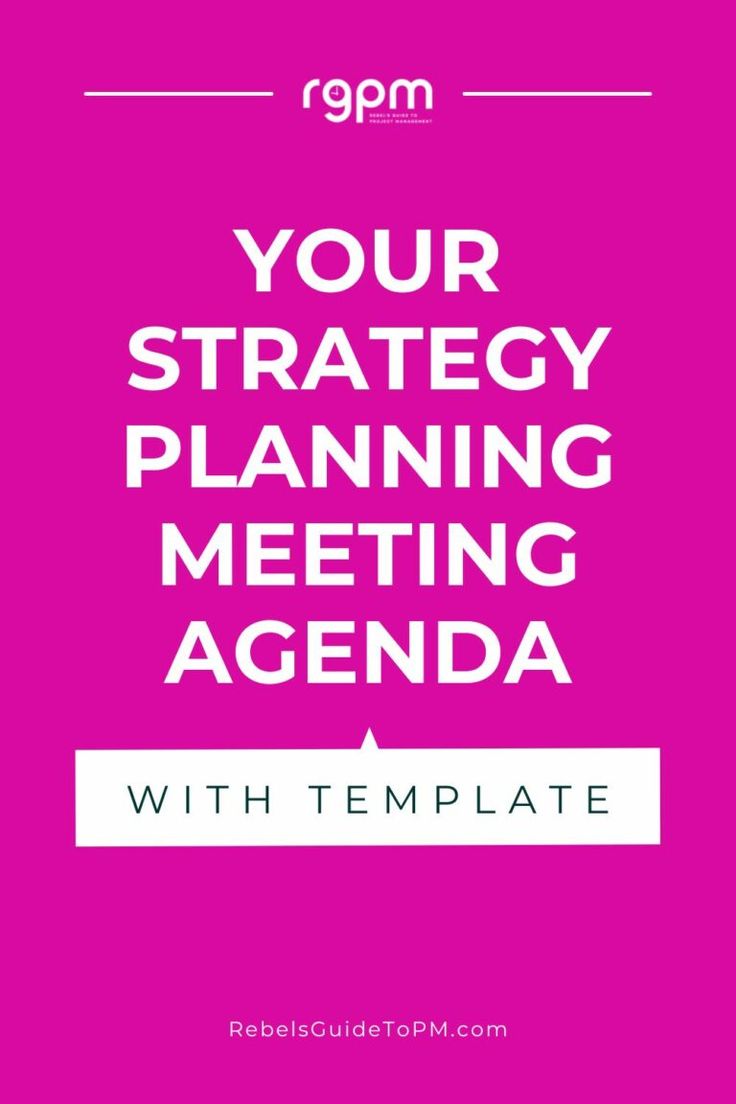 the text reads your strategy planning meeting agenda with template