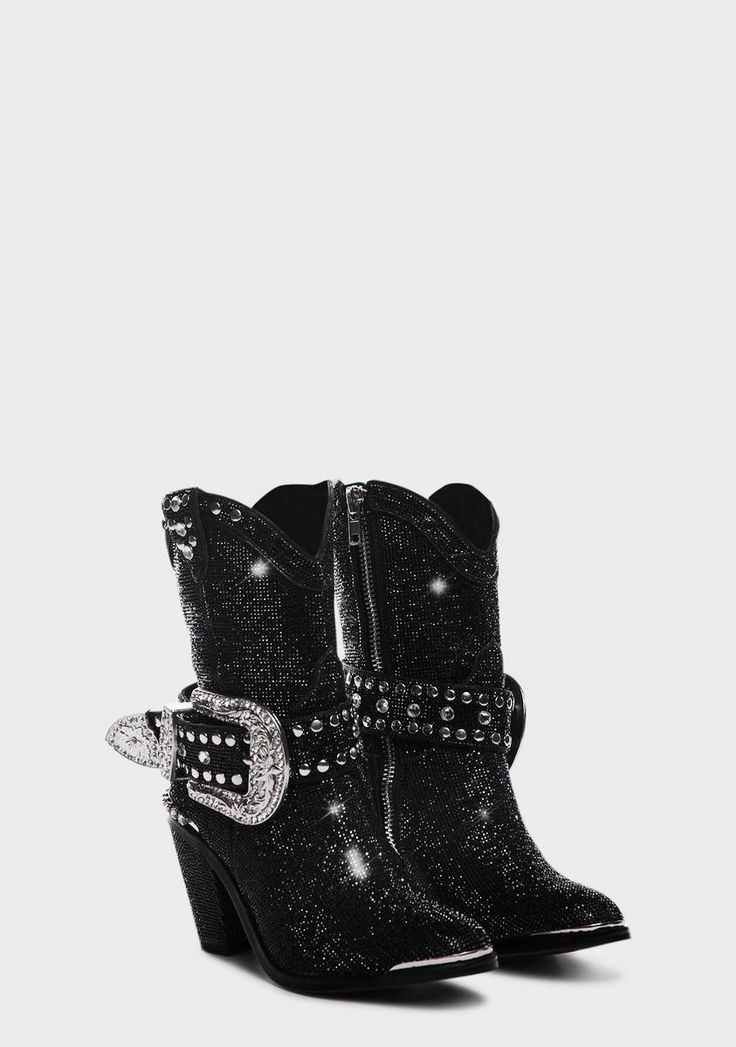 Club Exx Rhinestone Cowboy Boots - Black – Dolls Kill Western Boots With Rhinestone Rivets For Fall, Western Boots With Rhinestones And Pointed Toe, Western Party Boots With Rhinestone Rivets, Western Pointed Toe Boots With Rhinestone Rivets, Western Boots With Rhinestone Rivets For Winter, Western Winter Boots With Rhinestone Rivets, Party Western Moto Boots With Snip Toe, Western Snip Toe Moto Boots For Party, Western-style Party Moto Boots With Snip Toe