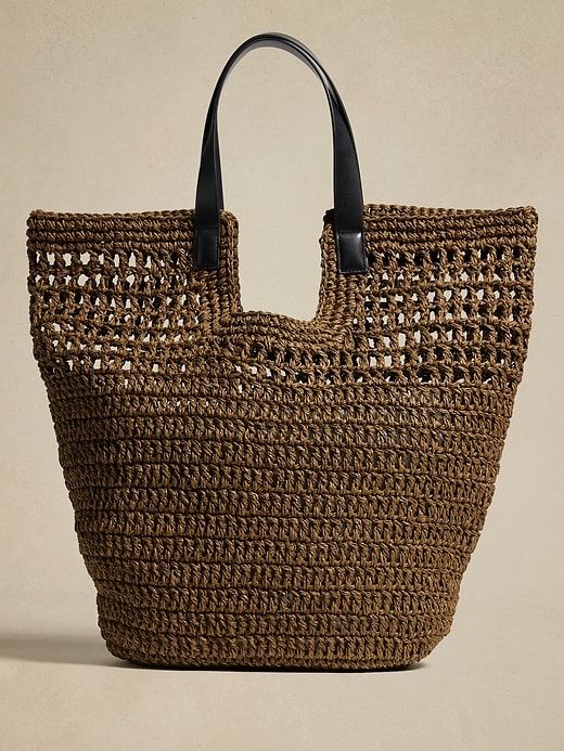 Casual Straw Shopping Bag For Spring, Vacation Crochet Bag With Braided Handles For Shopping, Trendy Jute Straw Bag For Shopping, Casual Straw Bag With Braided Handles For Everyday, Casual Woven Straw Bag For Everyday, Shopping Straw Bag With Leather Handles, Straw Bag With Braided Handles For Shopping, Beach Season Crochet Tote Bag Made Of Paper Straw, Casual Jute Beach Bag For Shopping