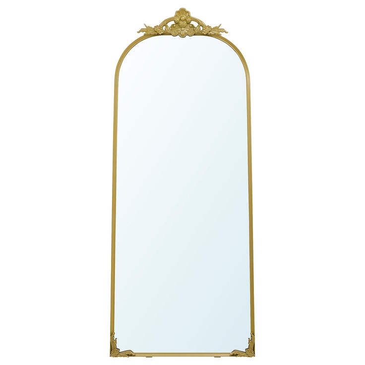 an ornate gold framed mirror against a white background