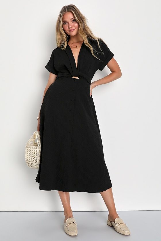 Linen Midi Skirt Outfit, Midi Skirt Outfits Summer, Skirt Outfit Summer, Black Dress With Pockets, Midi Dress With Pockets, Midi Skirt Outfit, Black Linen Dress, Shirt Dress Summer, Midi Dress With Sleeves