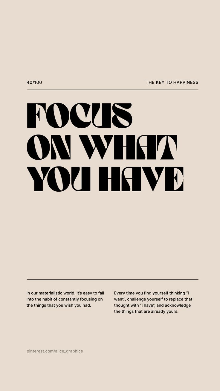 Focus On What You Have Motivational Quote Art Print Instagram Canva, Retro Typography, Happiness Quotes, Key To Happiness, Inspirational Sayings, Design Typography, Daily Inspiration Quotes, Typography Art, Self Quotes