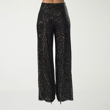 These Premier Amour women's sequinned wide-leg pants offer a showstopping look for your next night out. This pull-on pair are designed for a loose-fit with a comfortable elastic waistband. Wear it with the matching sequinned top and heels for a complete look. Front Style: Flat FrontFeatures: Stretch Fabric, SequinsClosure Type: Pull OnFit: Loose FitRise: At WaistFiber Content: 92% Polyester, 8% SpandexFabric Description: MeshLining: Fully LinedLining Material: PolyesterInseam: 32 InLeg Style: W… Black Embellished Wide Leg Bottoms, Stretch Bottoms With Contrast Sequin For Night Out, Party Bottoms With Contrast Sequin And Stretch, Fitted Wide Leg Pants With Contrast Sequin, Embellished Straight Pants For Evening, Embellished Straight Evening Bottoms, Wide Leg Fitted Pants With Contrast Sequin, Glamorous Fitted Wide Leg Pants With Sequins, Glamorous Embellished Bottoms For Evening