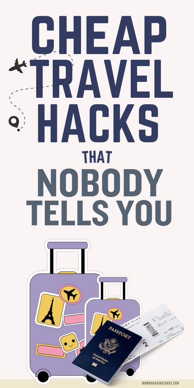 an advertisement for the travel hacks that nobody tells you about it, with luggage and passport