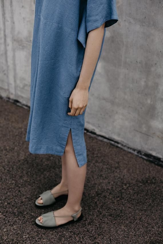 Linen Dress Motumo 18S1 | Etsy Spring Linen Shift Midi Dress, Linen Shift Midi Dress For Spring, Casual Linen Shift Midi Dress, Casual Linen Day Dresses, Casual Linen Dresses For Daywear, Casual Flax Linen Dress For Daywear, Casual Blue Linen Dress, Casual Flax Color Daywear Dress, Relaxed Fit Linen Midi Dress