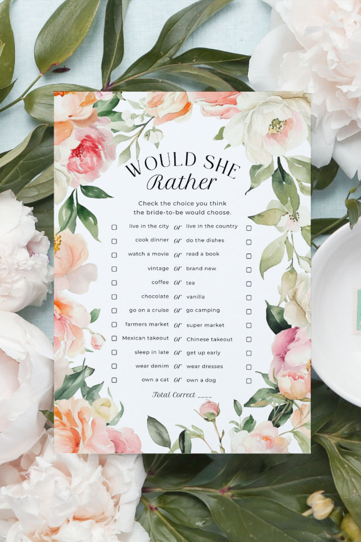 a white and pink floral printable would she rather have to do checklist?