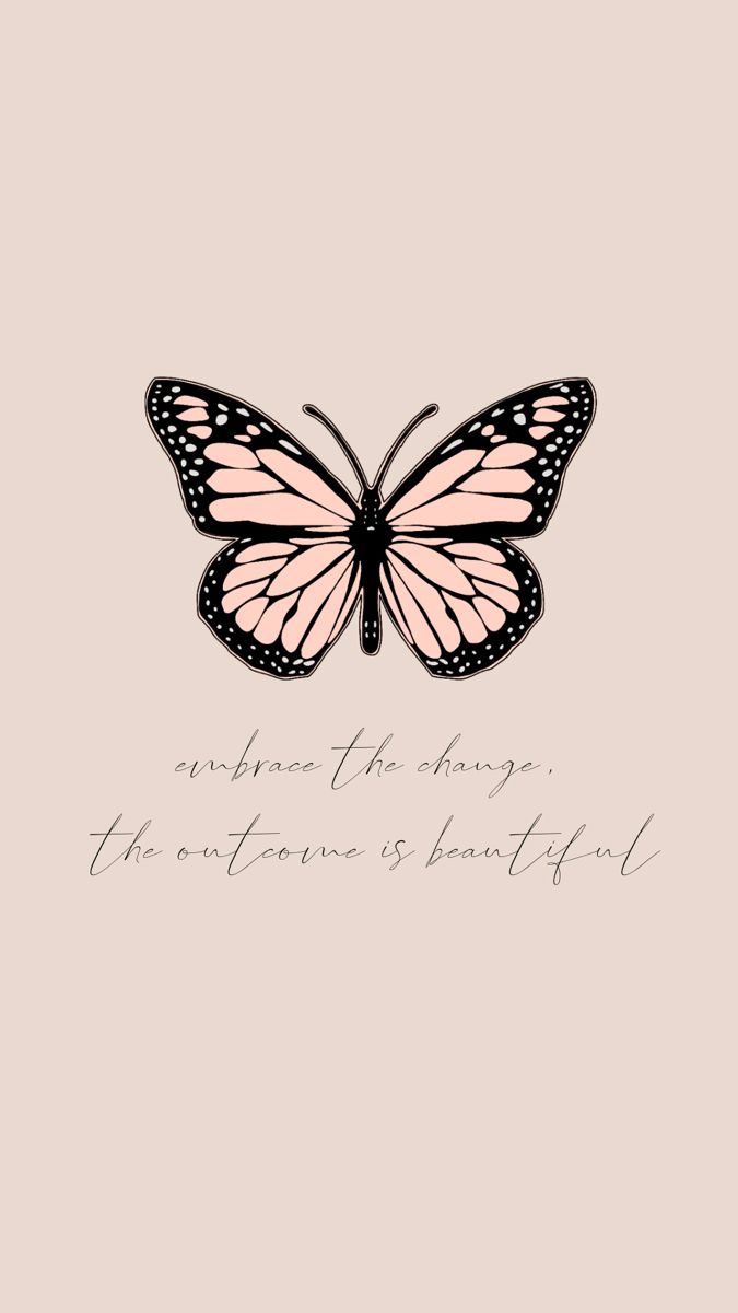 a pink and black butterfly with the words, everything is beautiful