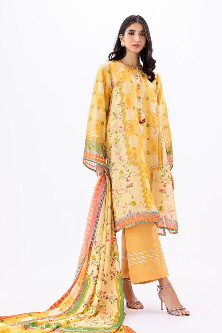 Kiyara – Sania Maskatiya International Anarkali Unstitched Yellow Suit With Naqshi Details, Yellow Anarkali Unstitched Suit With Naqshi Detail, Yellow Chanderi Palazzo Set With Printed Motifs, Yellow Unstitched Suit With Digital Print, Yellow Digital Print Unstitched Suit, Yellow Naqshi Anarkali Salwar Kameez, Yellow Anarkali Salwar Kameez With Naqshi, Yellow Anarkali Salwar Kameez With Naqshi Detailing, Festive Yellow Unstitched Suit With Digital Print