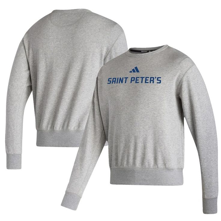 Layer up with a simple and sweet showing of enthusiasm for the Saint Peter's Peacocks by grabbing this Vintage Pullover Sweatshirt from adidas. The distinct Saint Peter's Peacocks wordmark printed across the torso leaves no doubt about your appreciation for your game day favorites. Its midweight design makes this pullover an ideal extra layer to reach for at the first sign of cooler temperatures. Adidas Cotton Sweatshirt In Athleisure Style, Adidas Cotton Athleisure Sweatshirt, Sporty Cotton Adidas Sweatshirt, Adidas Cotton Sportswear Tops, Casual Adidas Moisture-wicking Sweatshirt, Adidas Cotton Sweatshirt For Sports, Adidas Cotton Sweatshirt With Relaxed Fit, Adidas Cotton Sweatshirt Relaxed Fit, Adidas Relaxed Fit Cotton Sweatshirt