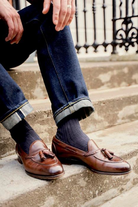 Edward Green Shoes, Loafers Men Outfit, Summer Loafers, Edward Green, Brown Suede Loafers, Flannel Suit, Tassel Shoes, Narrow Shoes, Green Flannel