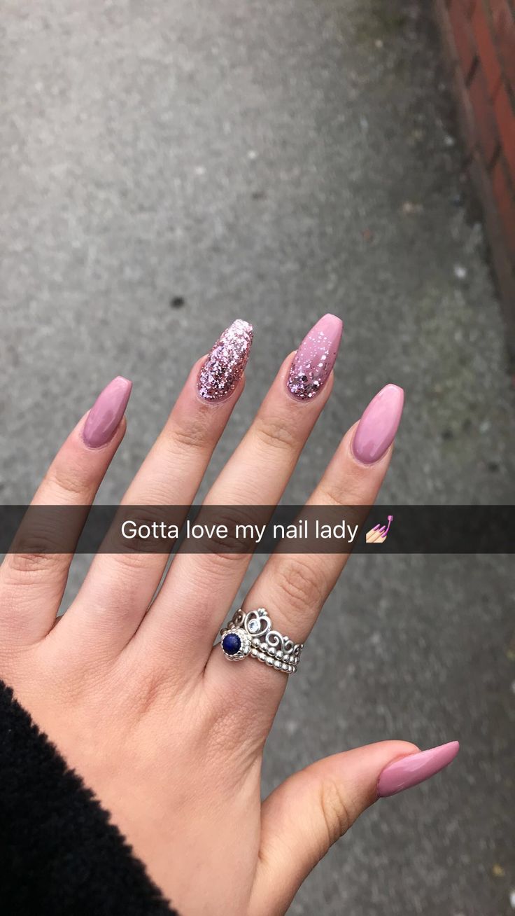 Pink glitter fade on coffin nail Purple Nail Art, Nails 2018, Purple Nail Designs, Purple Nail, Best Nail Art Designs, Nagel Inspo, Prom Nails, Coffin Nails Designs, Purple Nails