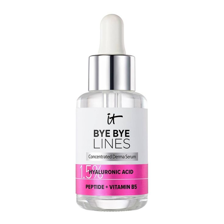 Bye Bye Lines Concentrated Derma Serum visibly plumps skin and smooths lines! This clinically tested, dermatologist-approved serum is formulated with 1.5% hyaluronic acid to deliver lasting hydration to your skin to visibly plump and smooth fine lines. Plus, with a blend of peptide and vitamin B5, it also helps give skin a supple feel. Developed with plastic surgeons and dermatologists, this hyaluronic acid serum is suitable for all skin types—even the most sensitive skin. Get ready to say “BYE Creme Anti Age, Glow Skin, Skin Allergies, Hyaluronic Acid Serum, It Cosmetics, Vitamin B5, Best Anti Aging, Smoother Skin, Anti Aging Serum