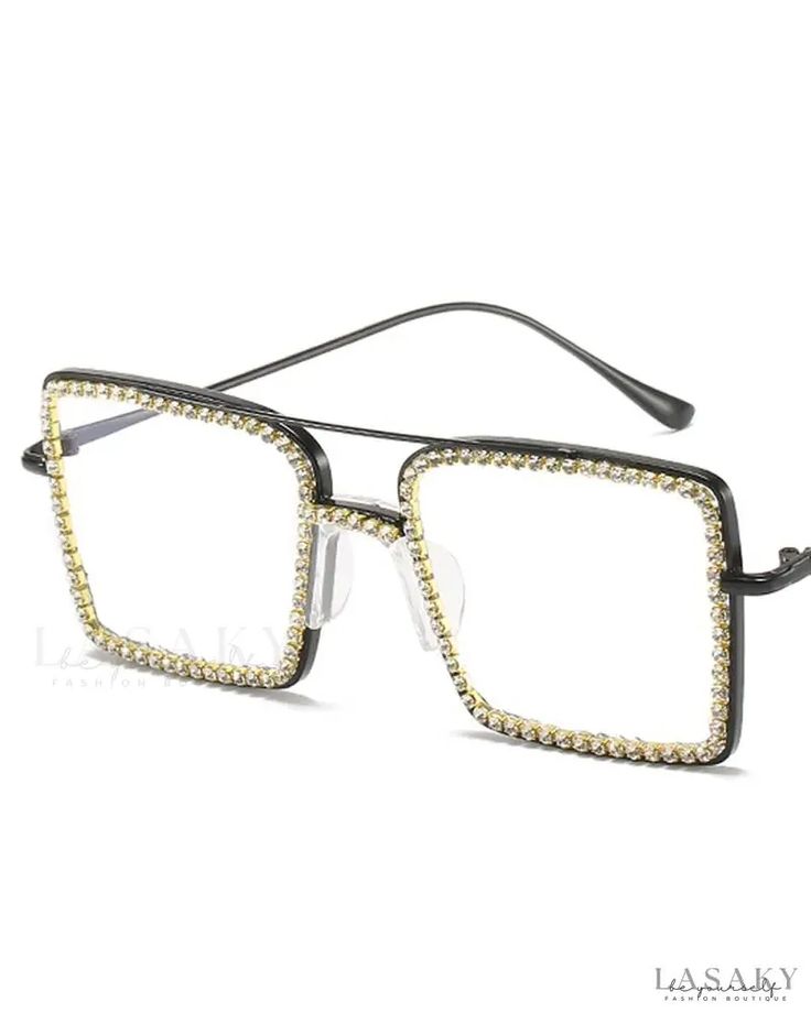 Lasaky - Rhinestone Double Layer Square Eyeglasses Square Eyeglasses, Double Layer, Square Glass, Square