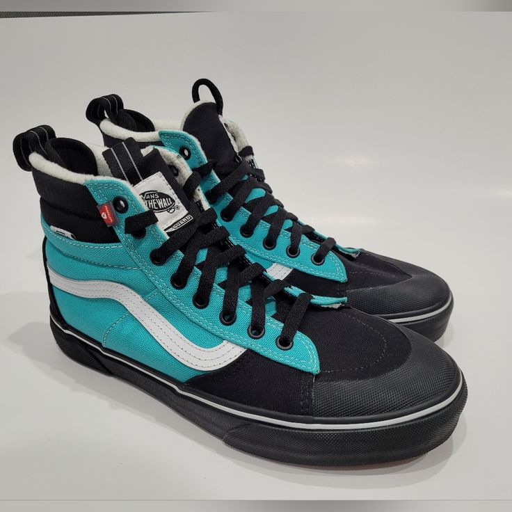 Vans Sk8-Hi Mte 2 Aqua/Black Custom Sneakers High Top Size Men's 9 Us/ Women's 10.5 Us New. Brand New With Box. These Shoes Are Customized From Vans. Urban Style Vans Custom Lace-up Sneakers, Vans High-top Sports Sneakers, Vans Mid-top Custom Sneakers For Streetwear, Urban Black Vans Sneakers, Black Urban Vans Sneakers, Sporty Custom High-top Vans Sneakers, Sporty High-top Vans Custom Sneakers, Custom Black Lace-up Vans Sneakers, Vans High-top Custom Sneakers For Sports