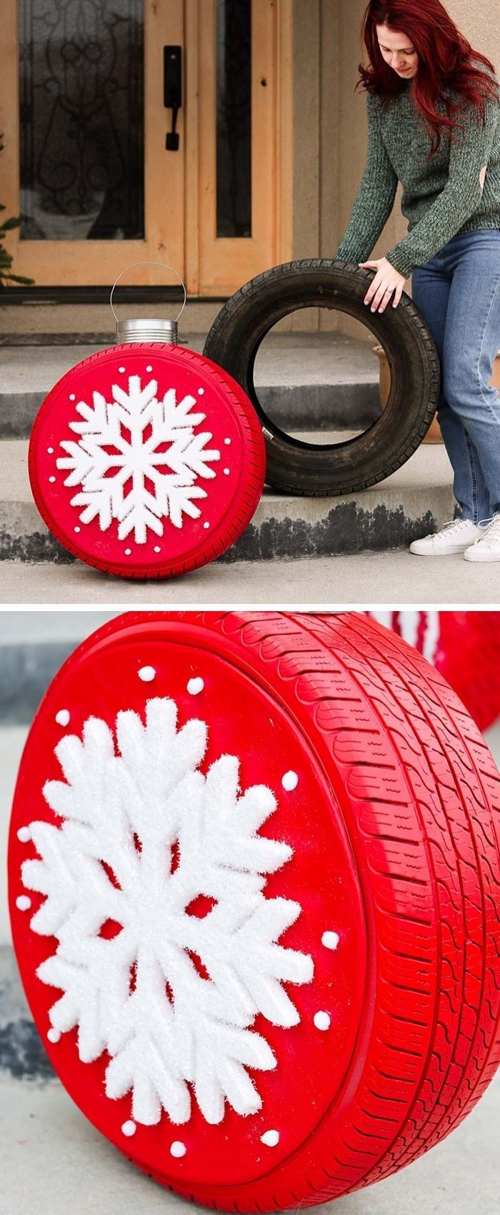 Repurposed Tire, Outdoor Christmas Diy, Christmas Topiary, Christmas Yard Decorations, Christmas Parade, Christmas Decorations Diy Outdoor, Red Ornaments, Christmas Yard, Decorations Christmas