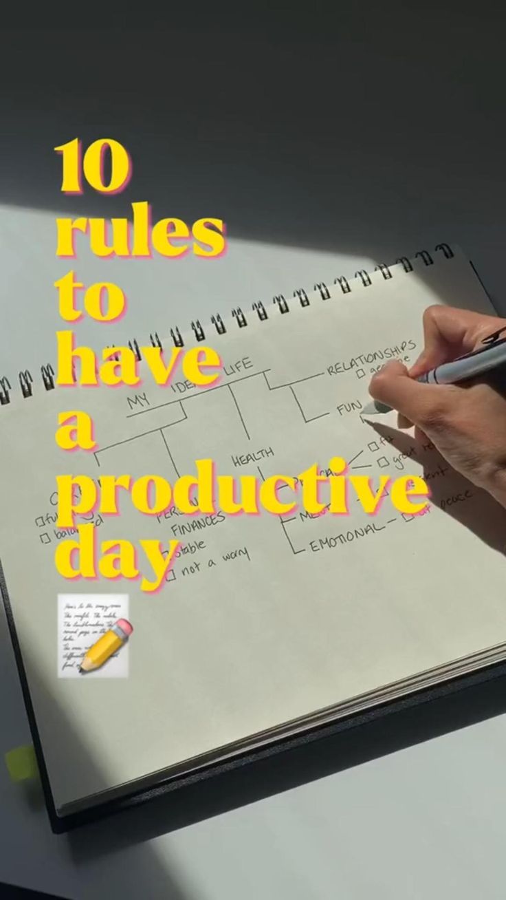 a person is writing on a notebook with the words 10 rules to have a product day