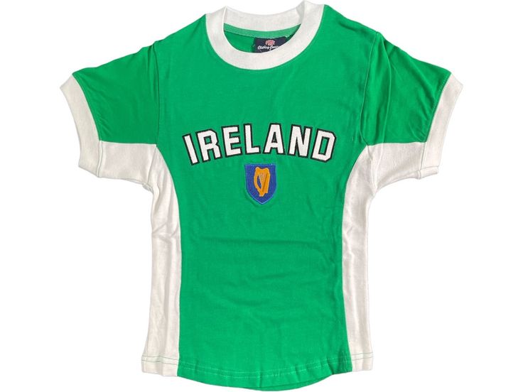 Ireland embroidery shirt 100% cotton Please see size chart in pictures for correct fit Classic Green Top With Embroidered Logo, Casual Green Tops With Embroidered Logo, Green Cotton Tops With Embroidered Logo, Green Cotton Top With Embroidered Logo, Classic Fitted Green T-shirt, Fitted Long Sleeve Embroidered T-shirt, Fitted Casual Tops With Embroidered Logo, Casual Fitted T-shirt With Embroidered Logo, Fitted T-shirt With Embroidered Text And Short Sleeve