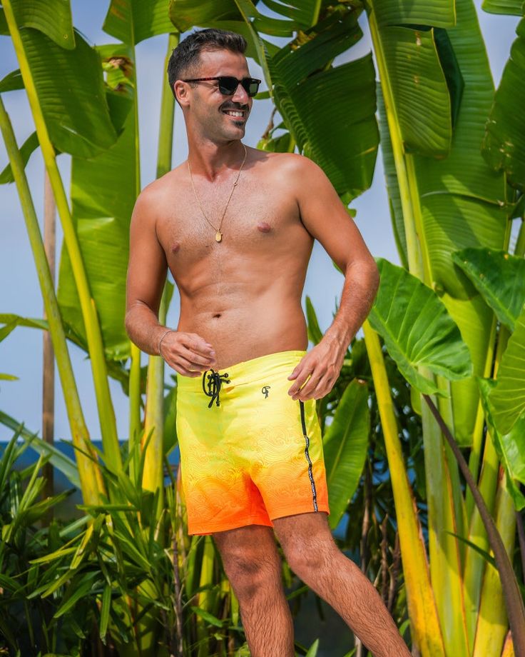 *NEW tapered leg for a more refined fitSay farewell to restrictive swimwear and welcome the freedom you deserve! Radiating a vibrant yellow fading into a striking neon orange, the Faded Waves Sunset 5” swim trunks redefine comfort, guaranteeing unrestrained movement for every beachside escapade. Dive, jump, or simply lounge carefree as these swim shorts become your indispensable summer companion. Recognising the value of time, especially during vacations, our swim shorts boast an exceptional qui Orange Swim Trunks For Summer, Orange Swim Trunks For Beach Season, Orange Beachwear Swim Trunks For Beach Season, Yellow Beachwear For Water Sports, Yellow Beachwear Swimwear For Water Sports, Neon Summer Swimwear For Poolside, Neon Swimwear For Summer Poolside, Yellow Bottoms For Summer Surfing, Yellow Surfing Swimwear For Summer