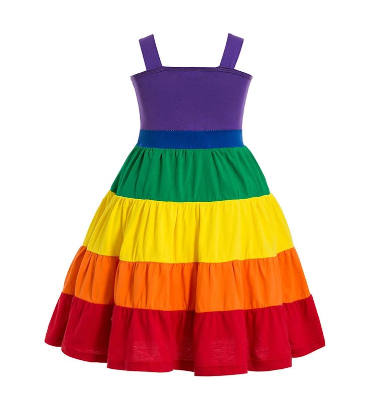 Summer Girls Rainbow Birthday Party Dress Rainbow Dress Girl, Girls Dress Up, Girl Rainbow, England Fashion, Rainbow Dress, Rainbow Birthday Party, Carnival Birthday Parties, Birthday Party Dress, Purple Top