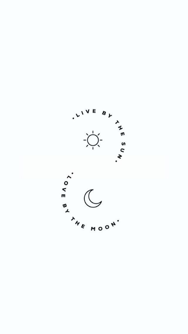 the sun and moon are drawn in black ink on a white background with words that read,