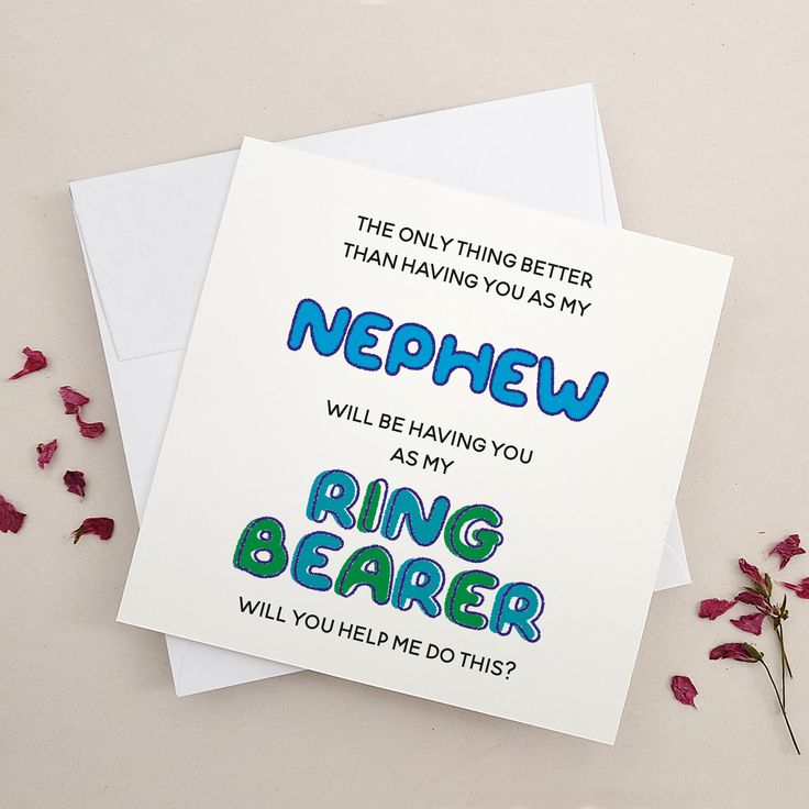 two greeting cards with the words, i'm only thing better than having you as my ring bearer