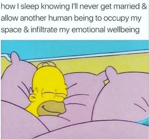 the simpsons is sleeping in bed with his head on top of pillows and text that reads,